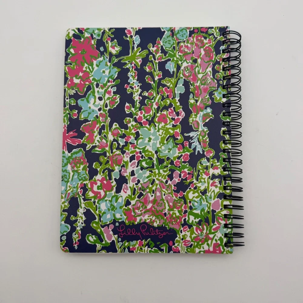 Lilly Pulitzer Floral Spiral Notebook Navy Pink Green Lined Journal Palm Beach
